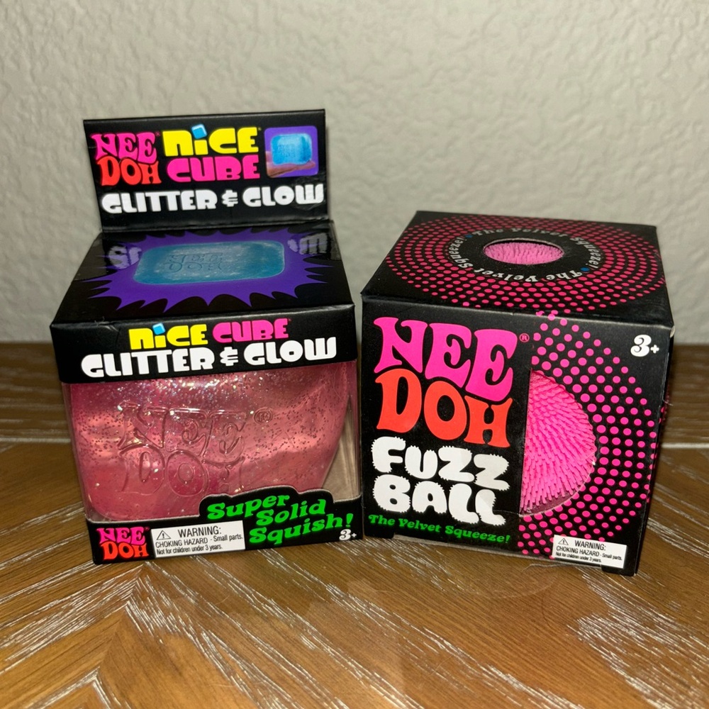 needoh pink glitter nice cube & pink fuzz ball